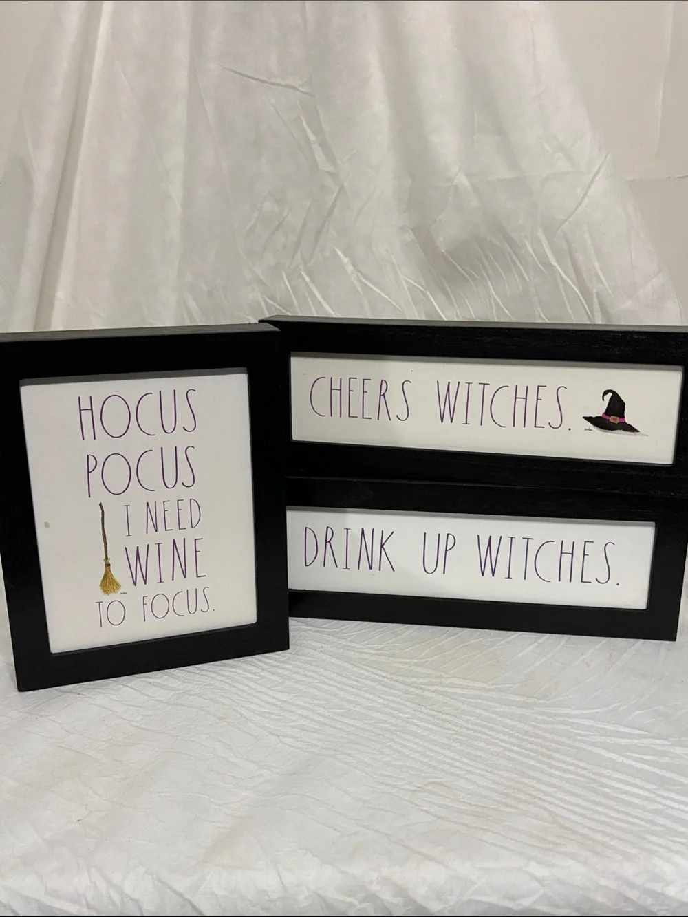 Rae Dunn Halloween Themed Plaque Set of 3